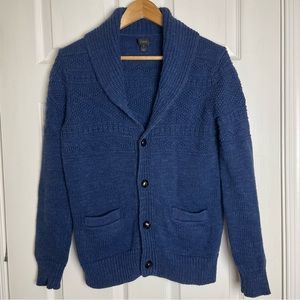 J Crew Blue 100% Cotton Mixed-Knit Cardigan S